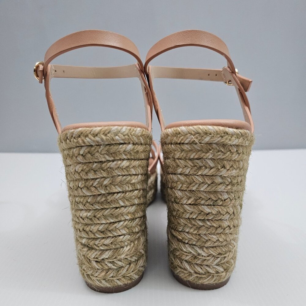 Stuart Weitzman Braida Max Espadrille Wedge Womens 9.5 Tan Leather Sandal Summer - Picture 12 of 15